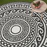 Enid Aztec Black & White Round Outdoor Rug, 180 cm