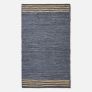 Grey Recycled Leather Handwoven Stripe Rug