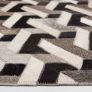 Grey & Black Geometric Leather Rug, 90 x 150 cm