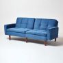 Murphy Velvet Sofa Bed with Armrests, Navy