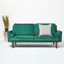 Stanley Velvet Click Clack Sofa Bed with Armrests, Dark Green