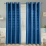 Cotton Rajput Ribbed Blue Curtain Pair, 66 x 72" Drop 