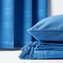 Cotton Rajput Ribbed Blue Curtain Pair