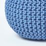 Blue Round Cotton Knitted Pouffe Footstool