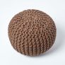 Chocolate Brown Round Cotton Knitted Pouffe Footstool