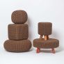 Chocolate Brown Round Cotton Knitted Pouffe Footstool