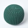 Forest Green Round Cotton Knitted Pouffe Footstool