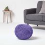 Purple Round Cotton Knitted Pouffe Footstool