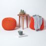 Burnt Orange Round Cotton Knitted Pouffe Footstool