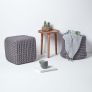 Dark Grey Cube Cotton Knitted Pouffe Footstool