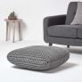 Grey Square Cotton Knitted Pouffe Floor Cushion