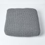 Grey Square Cotton Knitted Pouffe Floor Cushion