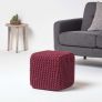 Plum Cube Cotton Knitted Pouffe Footstool