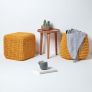 Mustard Cube Cotton Knitted Pouffe Footstool