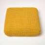 Yellow Square Cotton Knitted Pouffe Floor Cushion