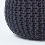 Black Round Cotton Knitted Pouffe Footstool