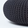 Black Large Round Cotton Knitted Pouffe Footstool