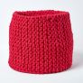 Red Cotton Knitted Round Storage Basket