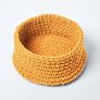 Yellow Cotton Knitted Round Storage Basket