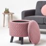 Balmoral Velvet Footstool with Storage, Pink