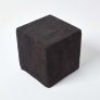 Black Leather and Suede Patchwork Cube Pouffe 36 x 36 x 38 cm