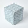 Blue Gingham Check Cotton Cube Pouffe 36 x 36 x 38 cm