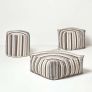 Grey, Black and White Stripe Cube Square Footstool 40 x 40 x 40 cm