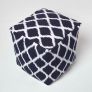 Small Ikat Design Blue and Natural Colour Square Bean Filled Pouffe