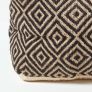 Black and Cream Bean Cube Footstool with Aztec Pattern