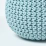 Pastel Blue Round Cotton Knitted Pouffe Footstool