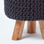 Black Tall Cotton Knitted Footstool on Legs