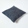 Navy Real Leather Suede Cushion with Feather Filling