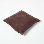 Chocolate Brown Real Leather Suede Cushion with Feather Filling