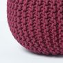 Plum Round Cotton Knitted Pouffe Footstool