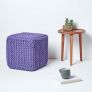 Purple Cube Cotton Knitted Pouffe Footstool