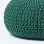 Forest Green Large Round Cotton Knitted Pouffe Footstool