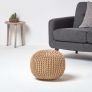 Linen Round Cotton Knitted Pouffe Footstool