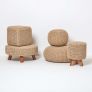 Linen Round Cotton Knitted Pouffe Footstool