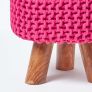 Hot Pink Tall Cotton Knitted Footstool on Legs