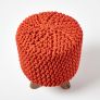 Burnt Orange Tall Cotton Knitted Footstool on Legs