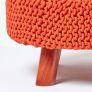 Burnt Orange Large Round Cotton Knitted Footstool on Legs