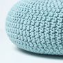 Pastel Blue Large Round Cotton Knitted Pouffe Footstool
