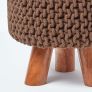 Chocolate Brown Tall Cotton Knitted Footstool on Legs