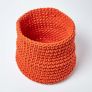 Burnt Orange Cotton Knitted Round Storage Basket