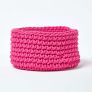 Hot Pink Cotton Knitted Round Storage Basket