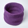 Deep Purple Cotton Knitted Round Storage Basket