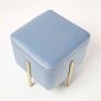 Osborne Velvet Footstool Cube with Legs, Light Blue