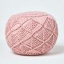 Blush Pink Macrame Knitted Pouffe