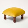 Mable Mustard Yellow Velvet Footstool