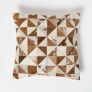 Diamond Check Brown & Cream Hide Leather Cushion 45 x 45 cm